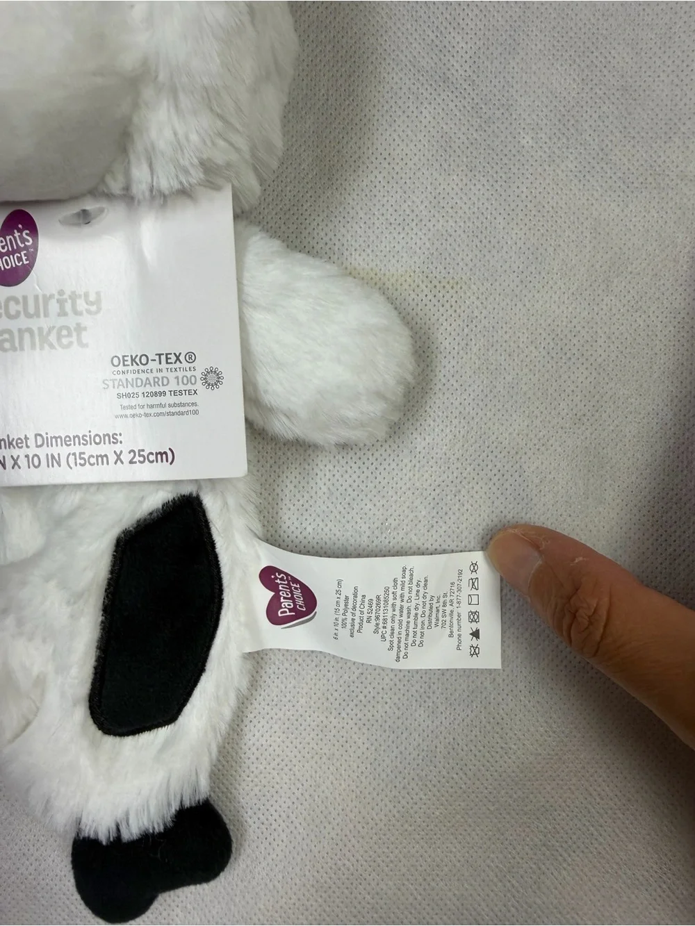 Parent's Choice Brand Plush Cow Lovely Baby Security Blanket 6x10”